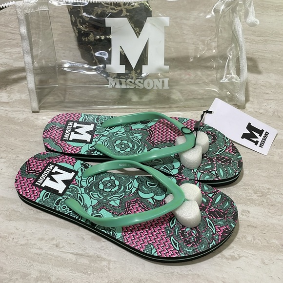 MISSONI Turquoise Flip Flops *7.5-8 - Picture 2 of 8